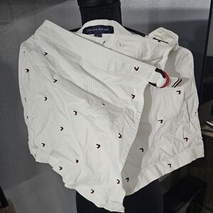 Tommy Hilfiger White Shorts with Red and Black Accents